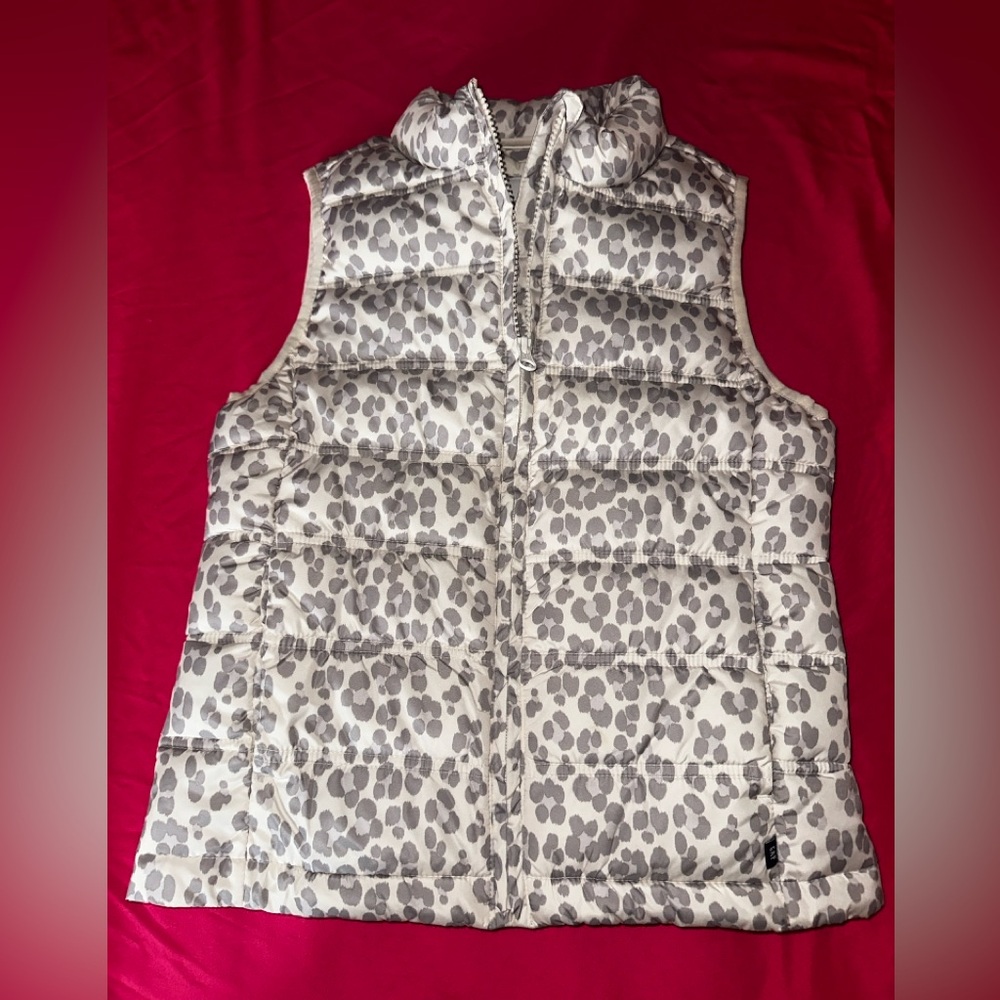 GAP Kids Cream and Gray Puffer Vest- Size L